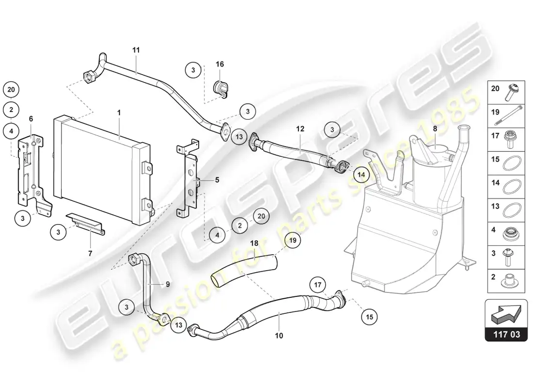 lamborghini lp720-4 coupe 50 (2014) diagrama de piezas del enfriador de aceite