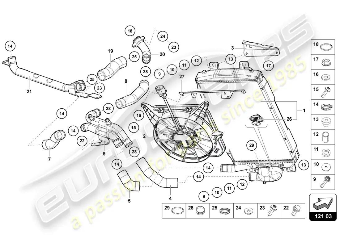 lamborghini lp720-4 coupe 50 (2014) enfriador para refrigerante diagrama de piezas