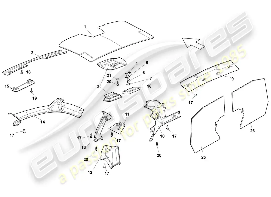 lamborghini murcielago coupe (2004) absorbentes de sonido diagrama de piezas