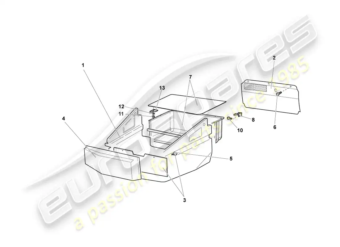 lamborghini murcielago coupe (2005) embellecedores para maletero de equipaje diagrama de piezas