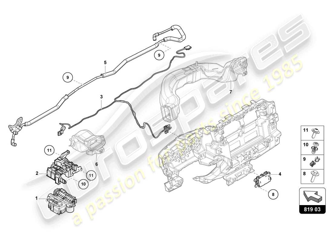 lamborghini urus performante (2024) diagrama de piezas del dispensador de aroma