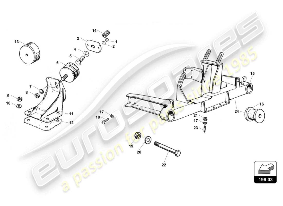 lamborghini countach 25th anniversary (1989) diagrama de piezas de montaje del motor