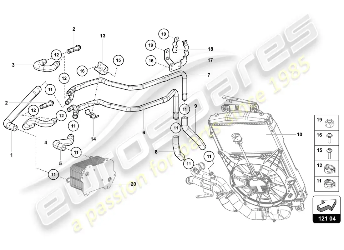 lamborghini lp720-4 coupe 50 (2014) diagrama de piezas del sistema de refrigeración