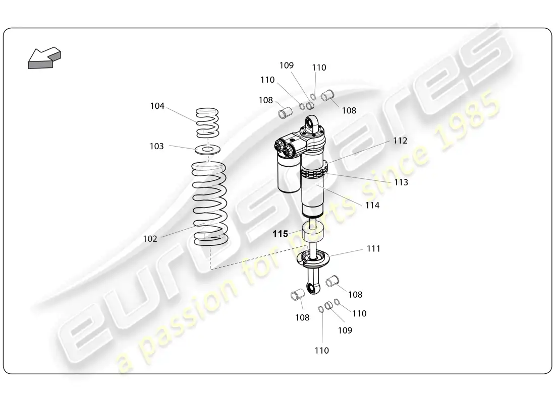 lamborghini super trofeo (2009-2014) rear suspension diagrama de piezas