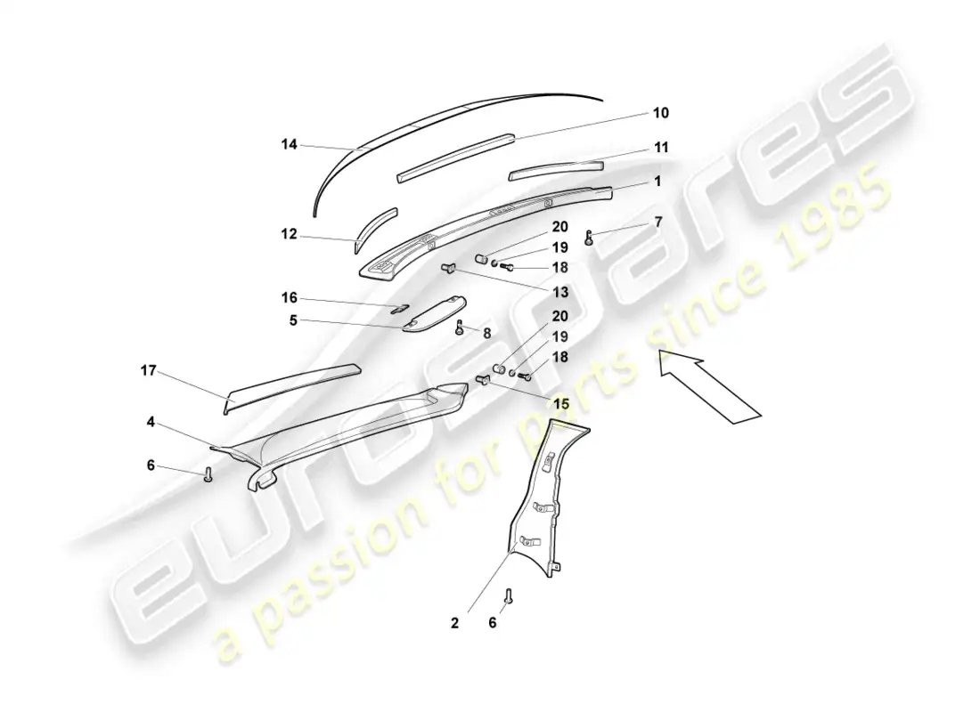 lamborghini murcielago roadster (2005) absorbentes de sonido diagrama de piezas
