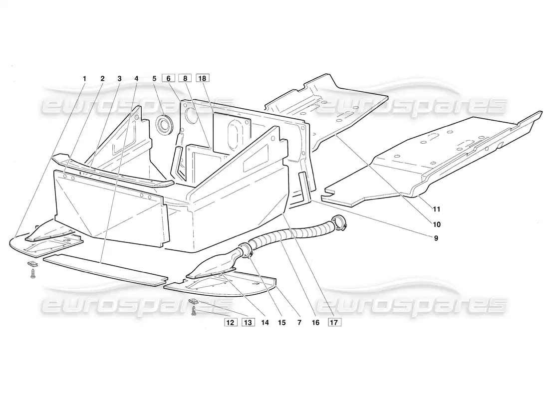 lamborghini diablo (1991) paneles de piso con marco (válido para la versión 1992 de junio) diagrama de piezas