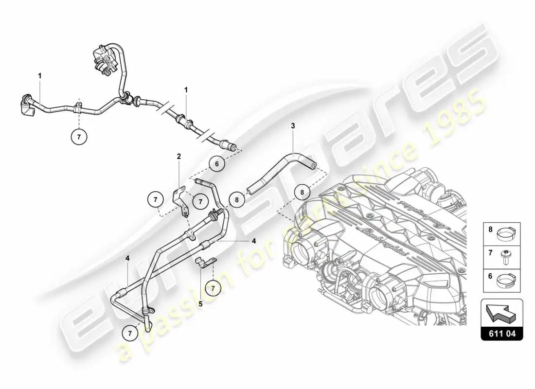 lamborghini centenario coupe (2017) mangueras de vacío diagrama de piezas