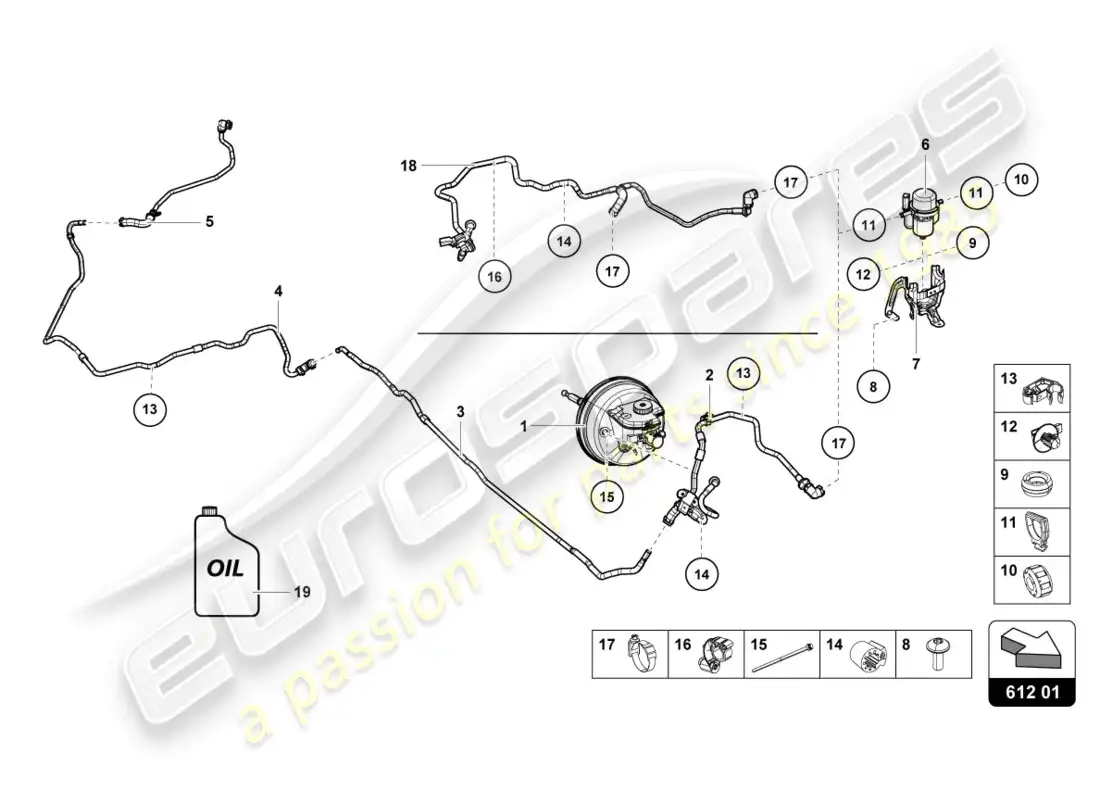 lamborghini lp610-4 coupe (2015) sistema hidráulico para servo freno diagrama de piezas