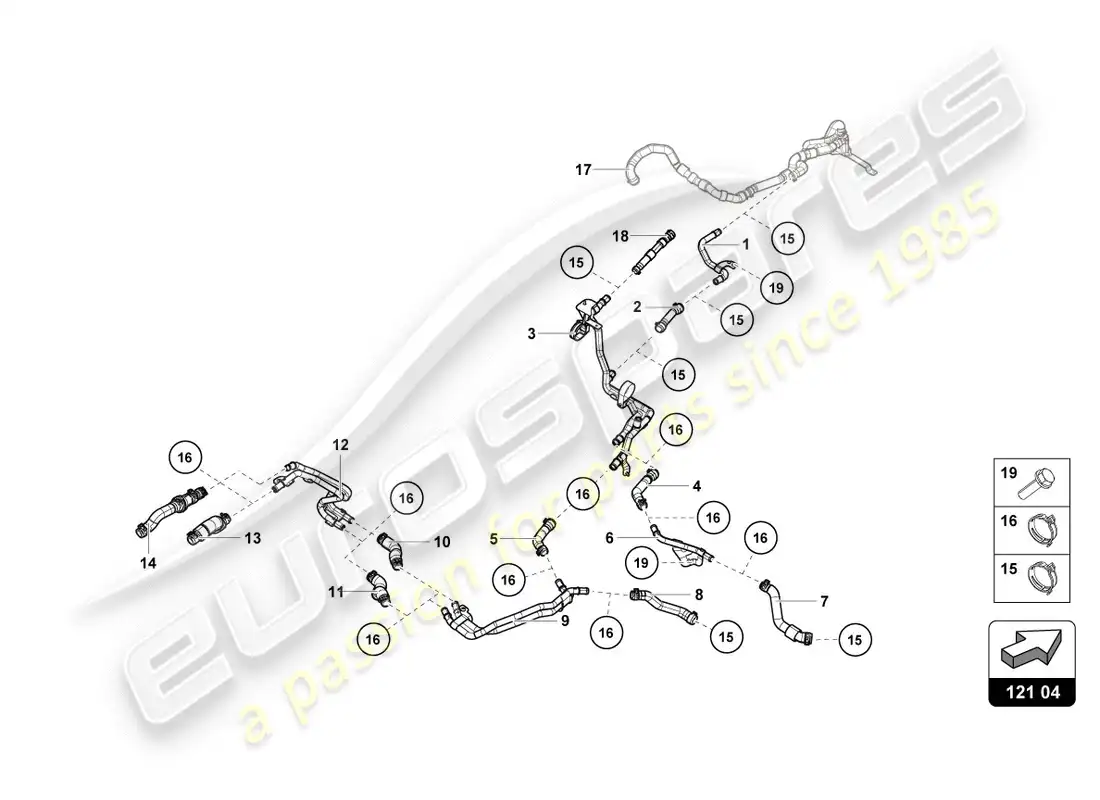 lamborghini lp600-4 zhong coupe (2016) mangueras y tubos de refrigerante diagrama de piezas
