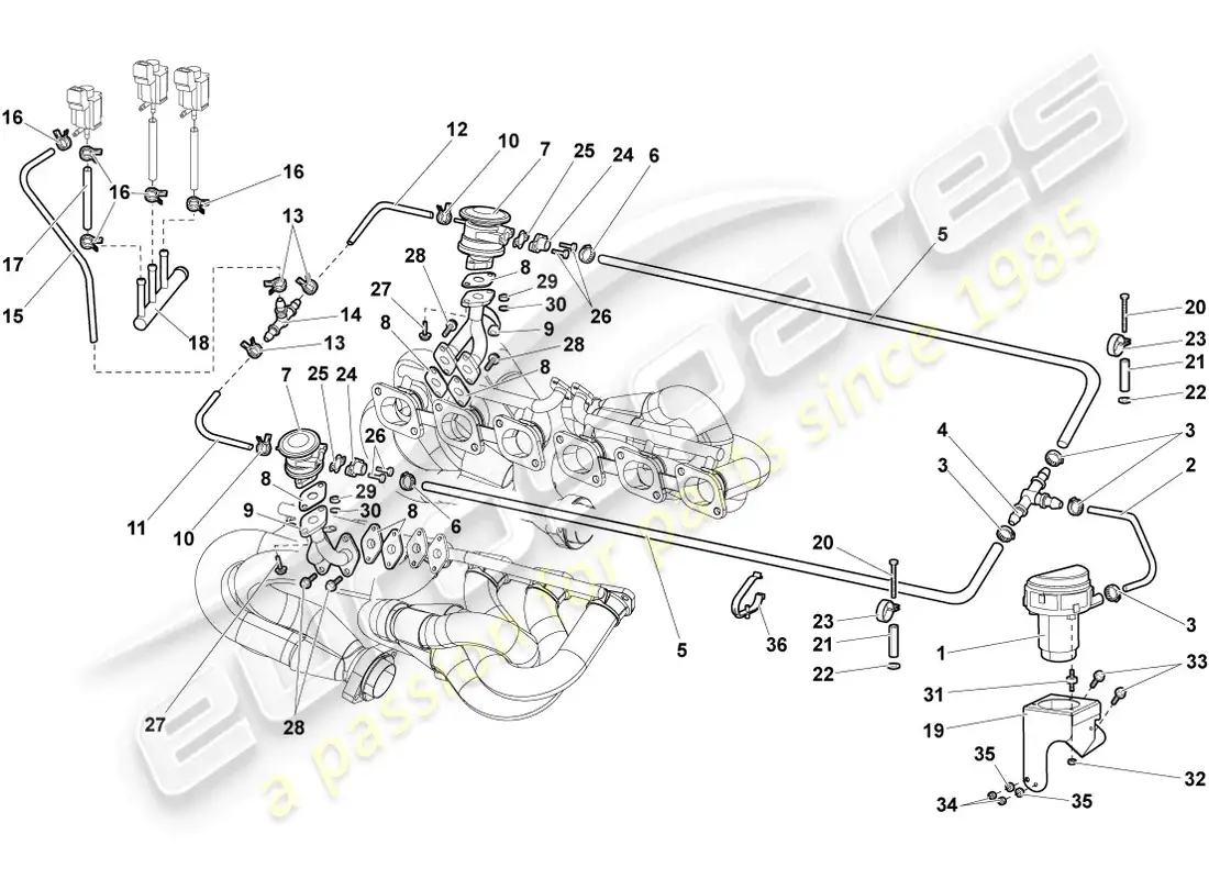 lamborghini murcielago coupe (2006) bomba de aire secundario diagrama de piezas