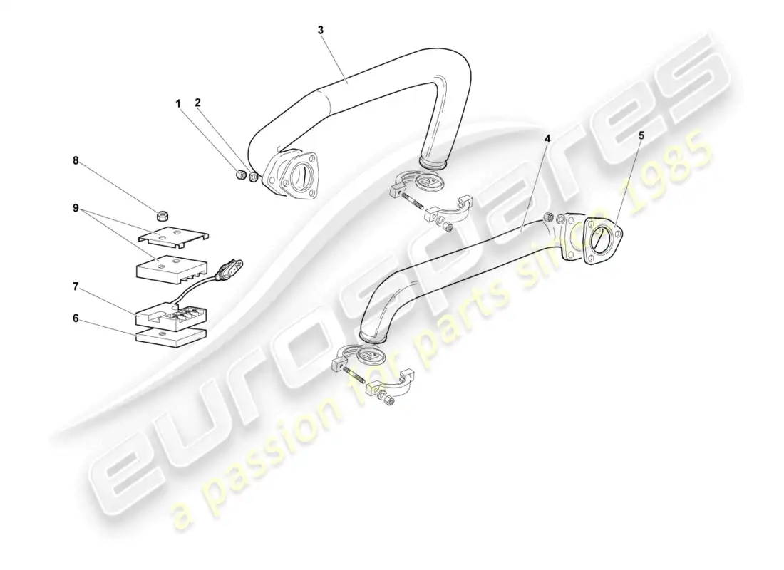 lamborghini murcielago coupe (2002) sistema de escape diagrama de piezas