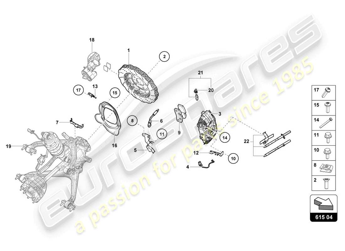 lamborghini evo coupe 2wd (2021) disco de freno (ventilado) trasero diagrama de piezas