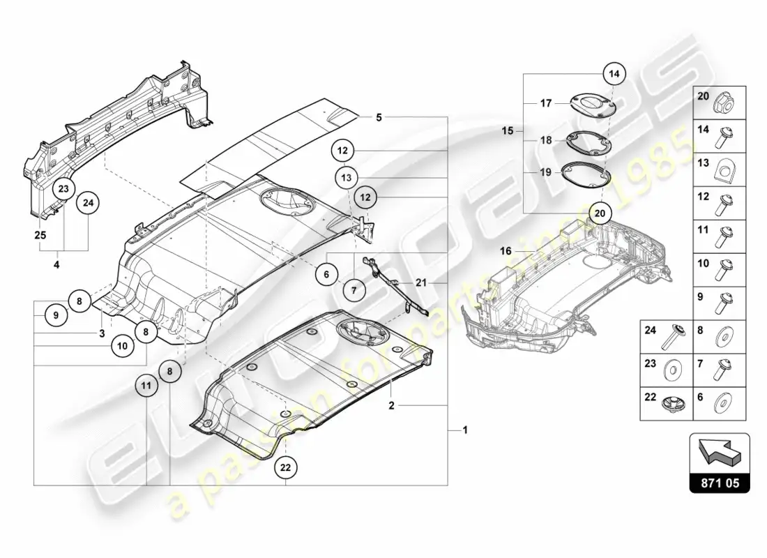 lamborghini lp610-4 spyder (2017) bandeja capa capa piezas individuales diagrama de piezas