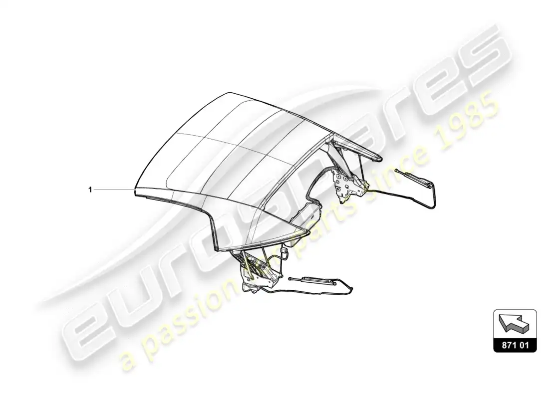 lamborghini lp580-2 spyder (2016) diagrama de piezas del techo cabrio
