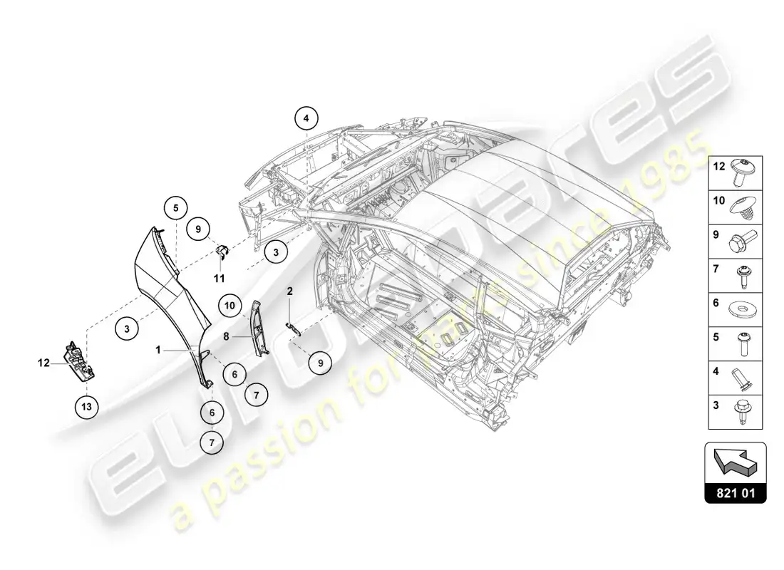 lamborghini lp610-4 coupe (2017) protector de ala diagrama de piezas