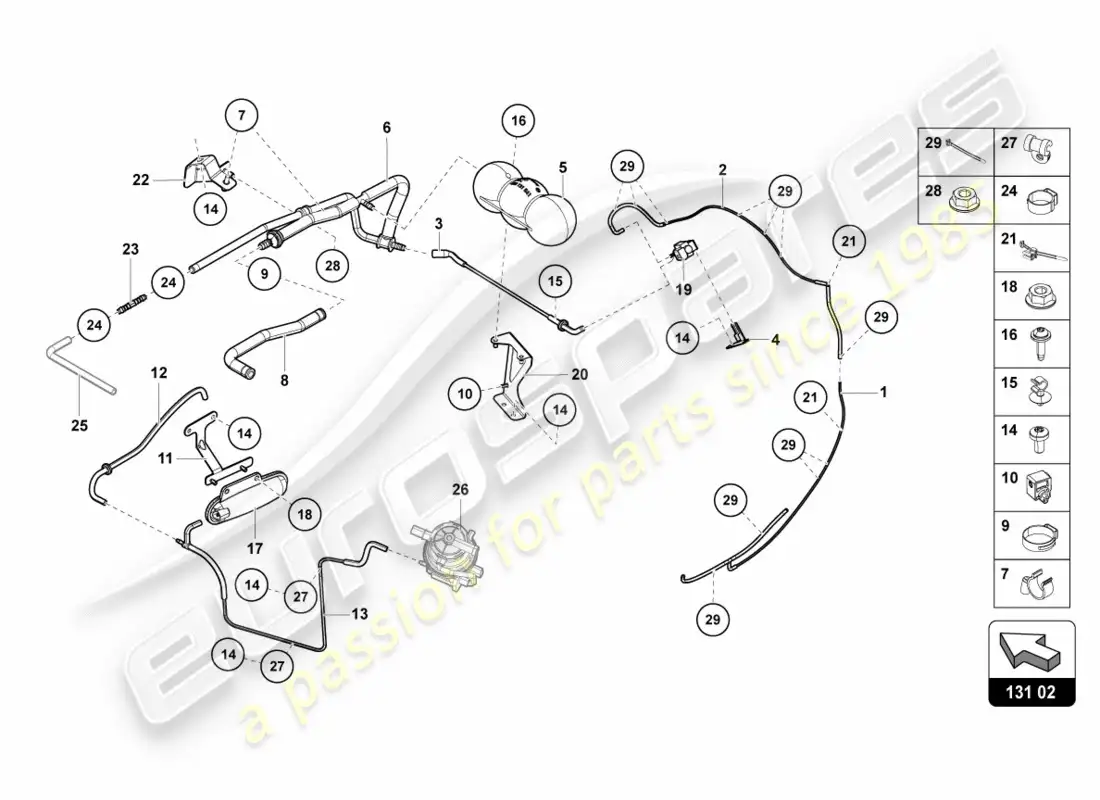 lamborghini lp700-4 coupe (2012) sistema de vacío diagrama de piezas
