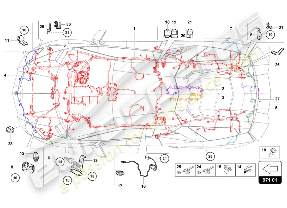 lamborghini lp720-4 coupe 50 (2014) diagrama de piezas eléctrica