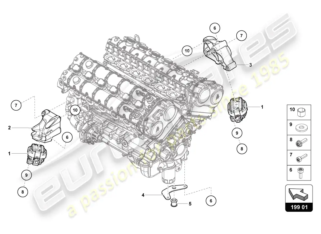 lamborghini lp720-4 coupe 50 (2014) fijación de piezas para el motor diagrama de piezas