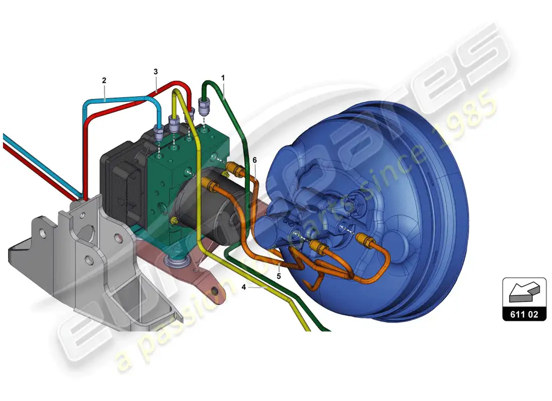 lamborghini lp720-4 coupe 50 (2014) servo freno, tubos y sistema de vacío diagrama de partes