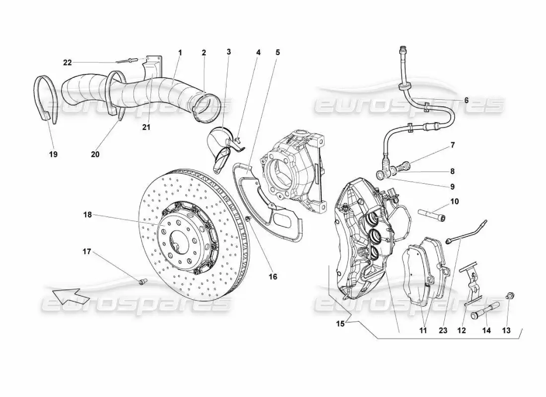 lamborghini murcielago lp670 frenos delanteros - carbocerámicos diagrama de piezas