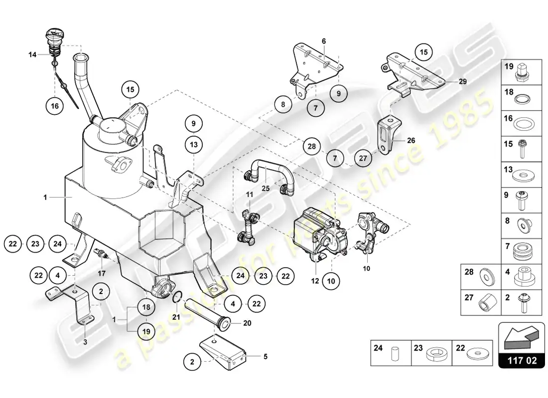 lamborghini lp720-4 coupe 50 (2014) diagrama de piezas del recipiente de aceite