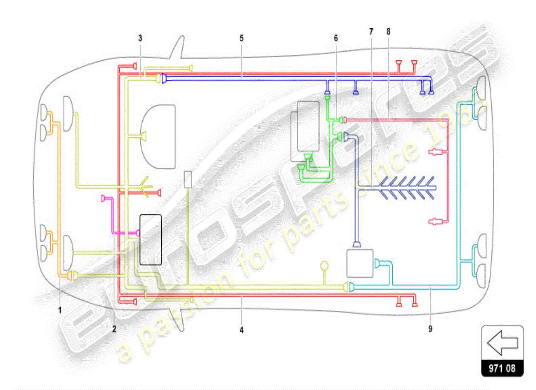 lamborghini diablo vt (1995) sistema eléctrico diagrama de piezas