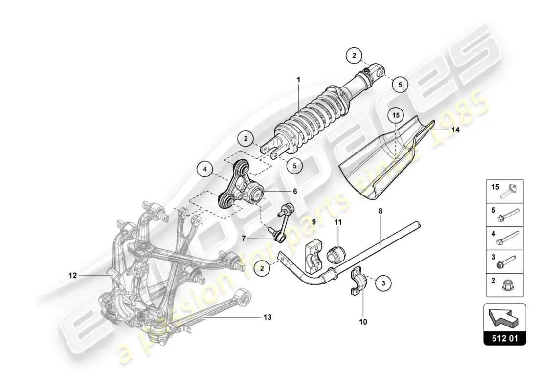 lamborghini centenario roadster (2017) amortiguadores trasero diagrama de piezas