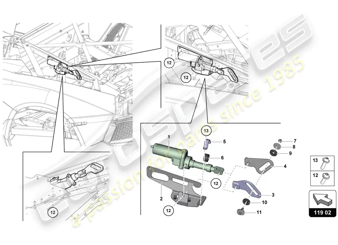 lamborghini lp720-4 coupe 50 (2014) diagrama de piezas del motor para deflector de viento