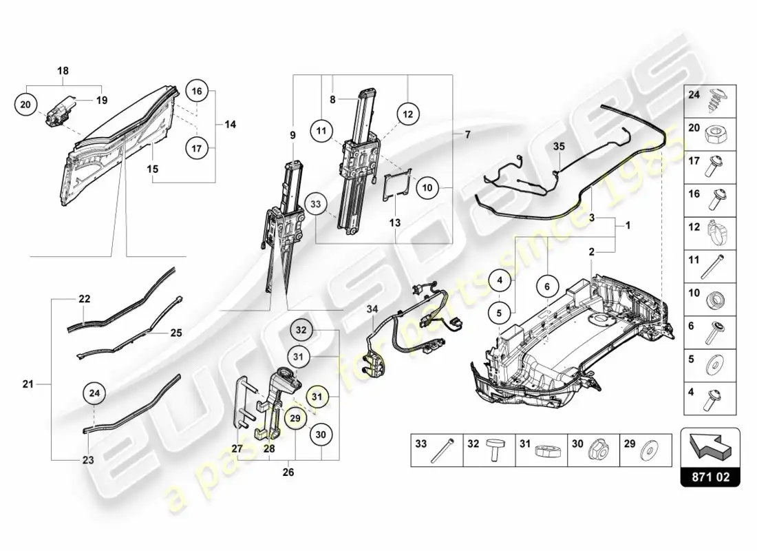 lamborghini lp610-4 spyder (2017) bandeja para capa capa diagrama de piezas