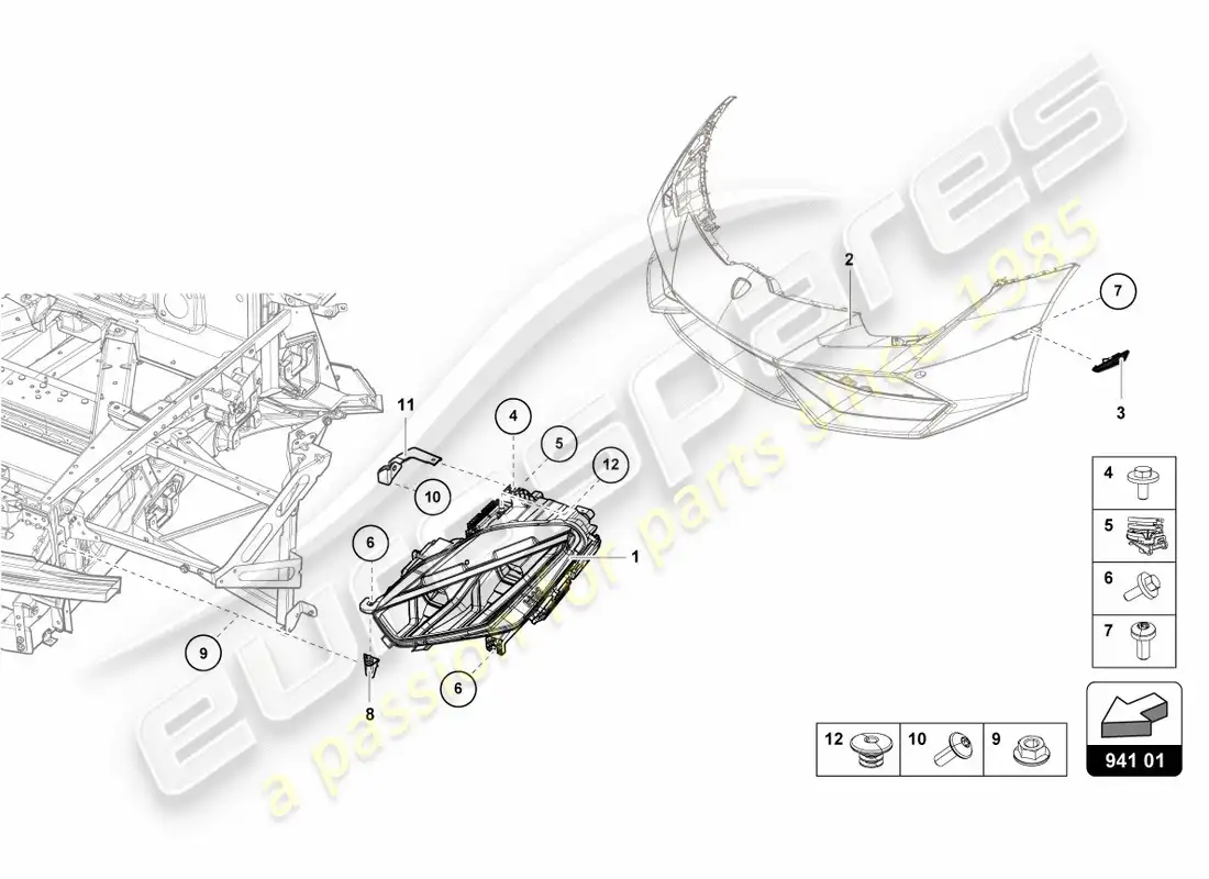 lamborghini lp580-2 spyder (2016) faro led delantero diagrama de piezas