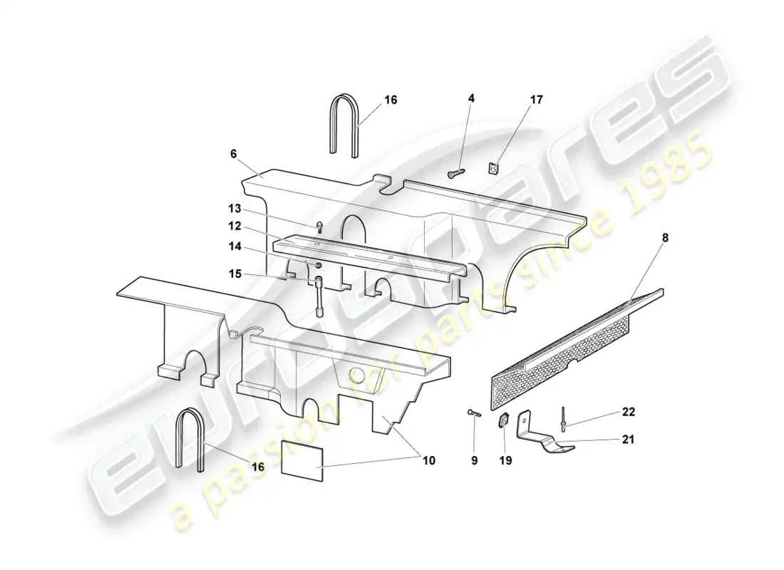 lamborghini murcielago roadster (2006) absorbentes de sonido diagrama de piezas