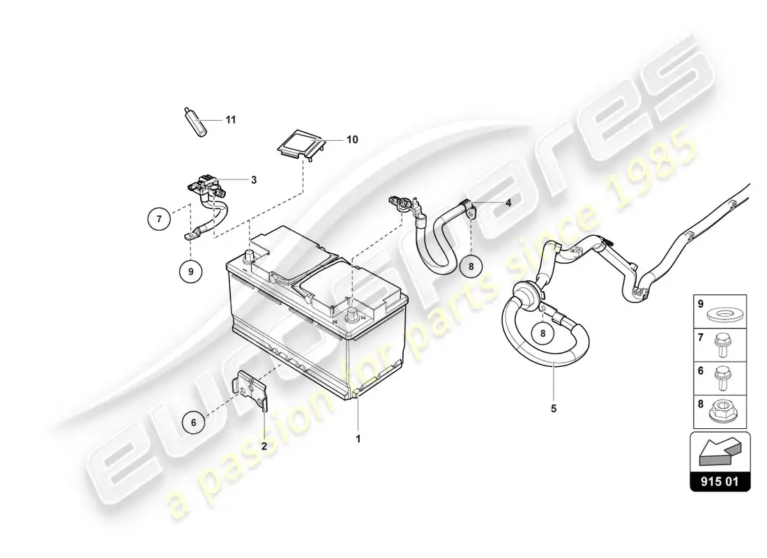 lamborghini evo spyder 2wd (2020) batería diagrama de piezas