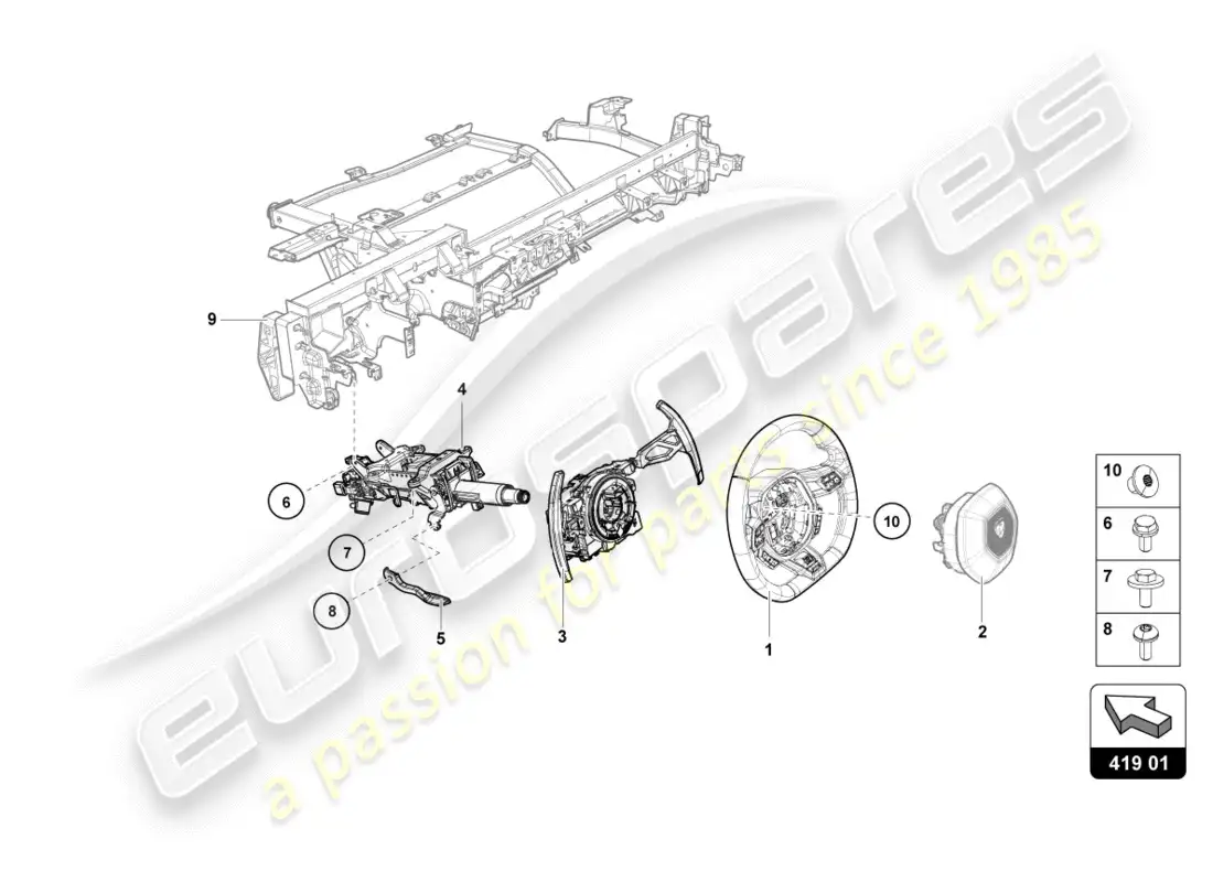 lamborghini lp580-2 spyder (2017) sistema de dirección diagrama de piezas