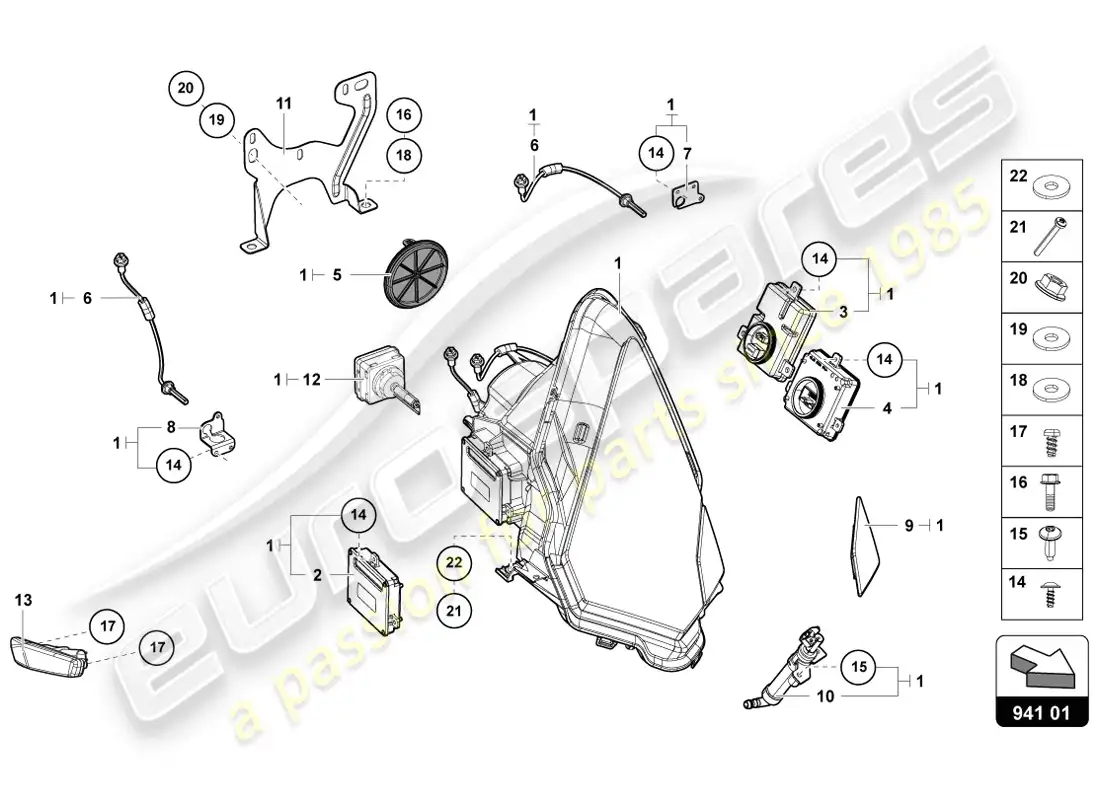 lamborghini lp720-4 coupe 50 (2014) faros diagrama de piezas
