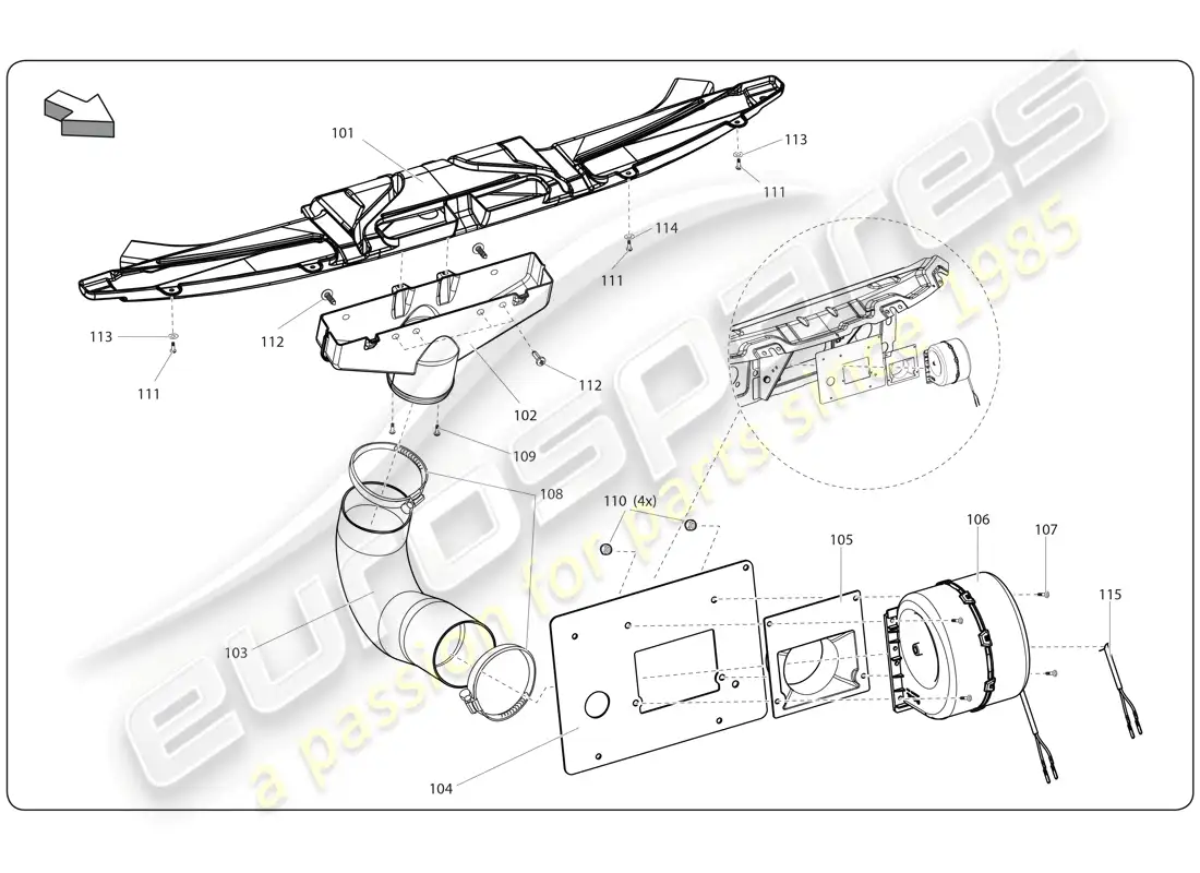 lamborghini super trofeo (2009-2014) interior del ventilador diagrama de piezas