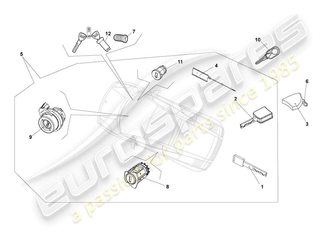 lamborghini lp550-2 spyder (2014) cilindros de bloqueo diagrama de piezas