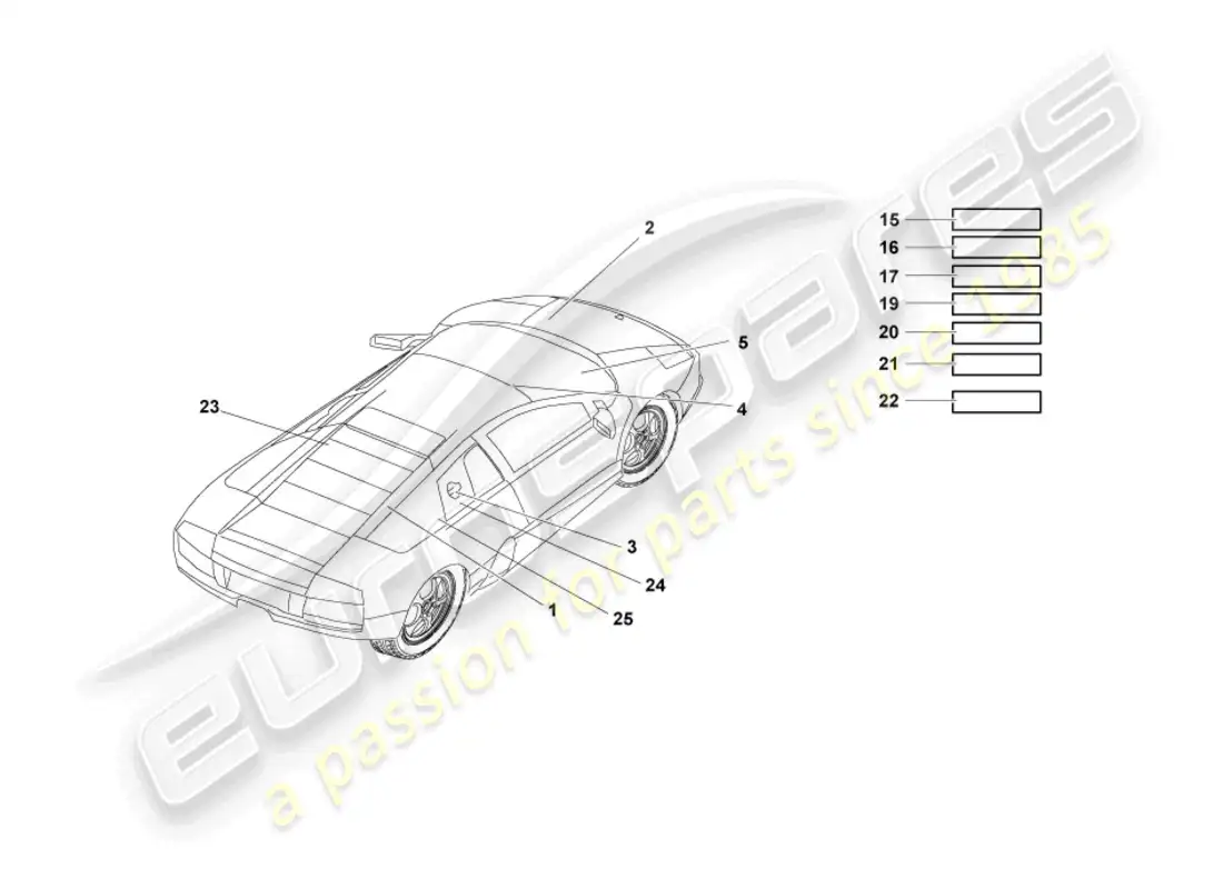 lamborghini murcielago roadster (2006) placas tipo diagrama de piezas