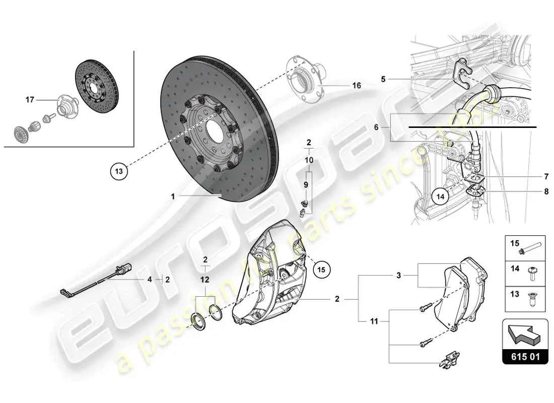 lamborghini lp720-4 coupe 50 (2014) diagrama de piezas del disco de freno
