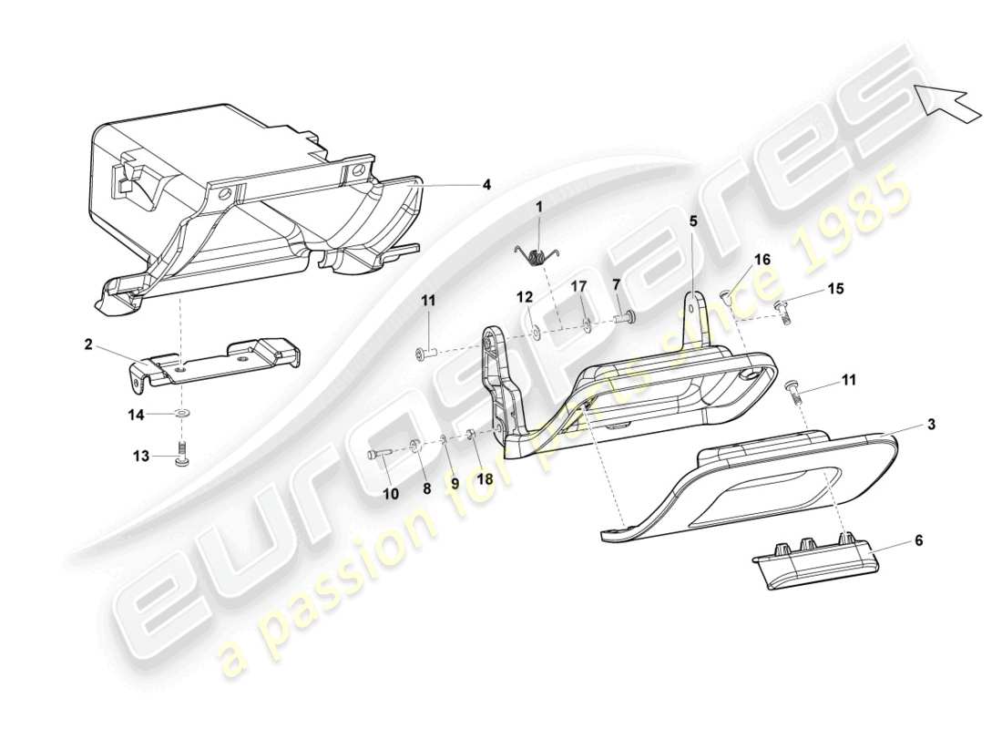 lamborghini lp560-4 spider (2010) compartimento de almacenaje diagrama de piezas