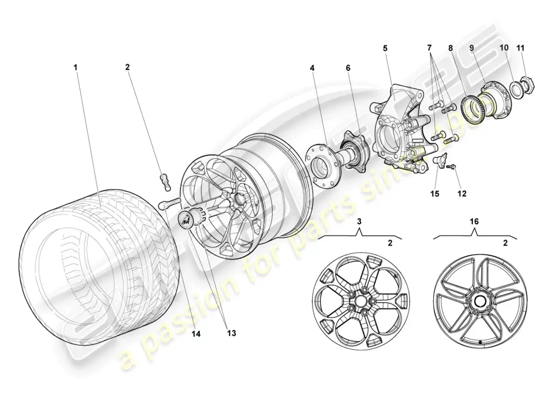lamborghini murcielago roadster (2006) carcasa cojinete de rueda trasera diagrama de piezas