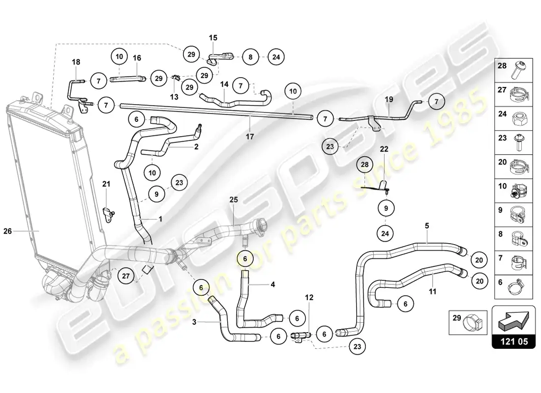 lamborghini lp720-4 coupe 50 (2014) diagrama de piezas del sistema de refrigeración