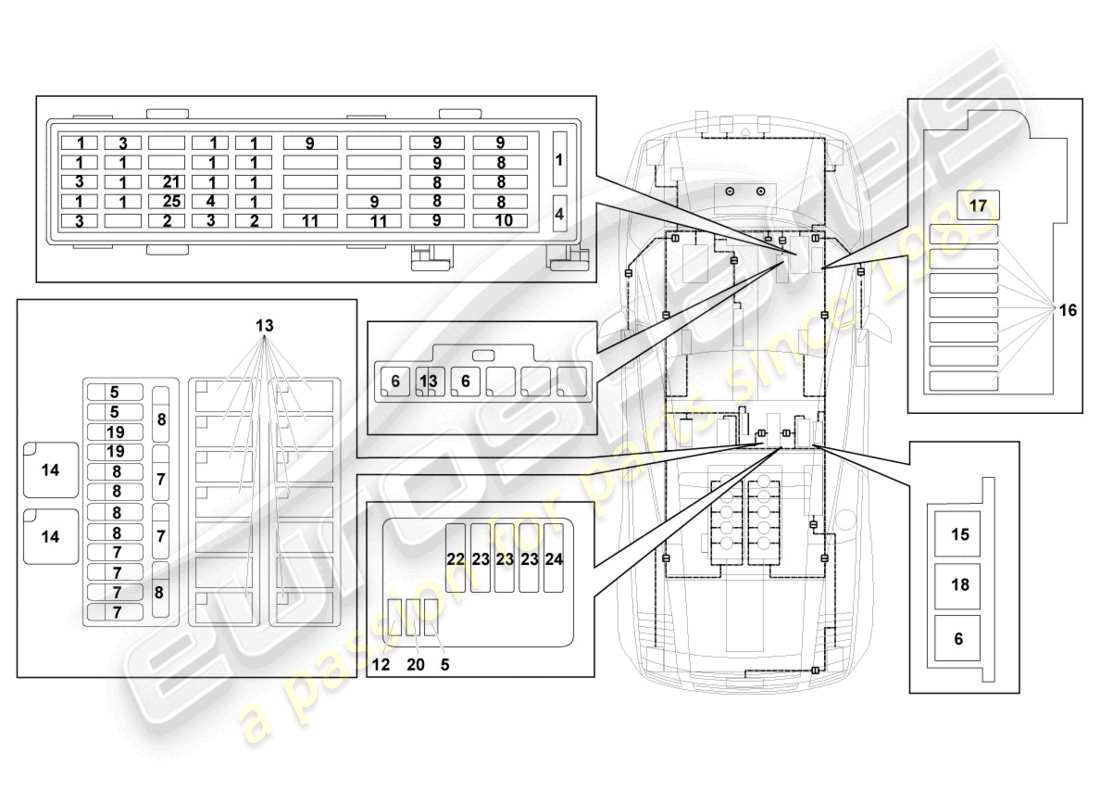 lamborghini gallardo spyder (2008) electricidad central diagrama de piezas