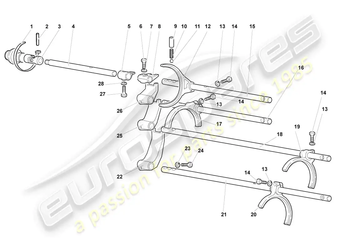 lamborghini murcielago coupe (2002) mecanismo selector diagrama de piezas