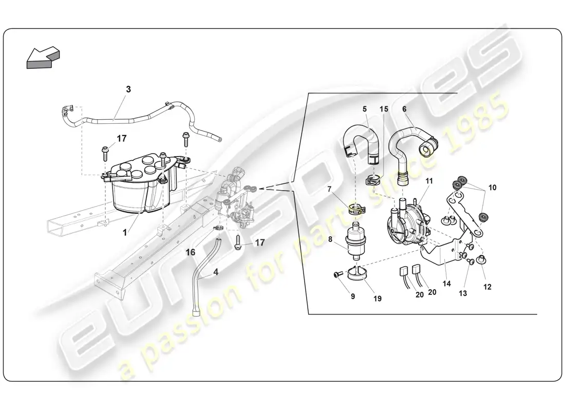 lamborghini super trofeo (2009-2014) fuel system diagrama de piezas