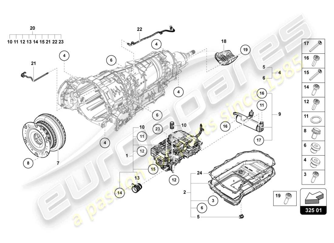 lamborghini urus performante (2024) mecatrónica con software diagrama de partes