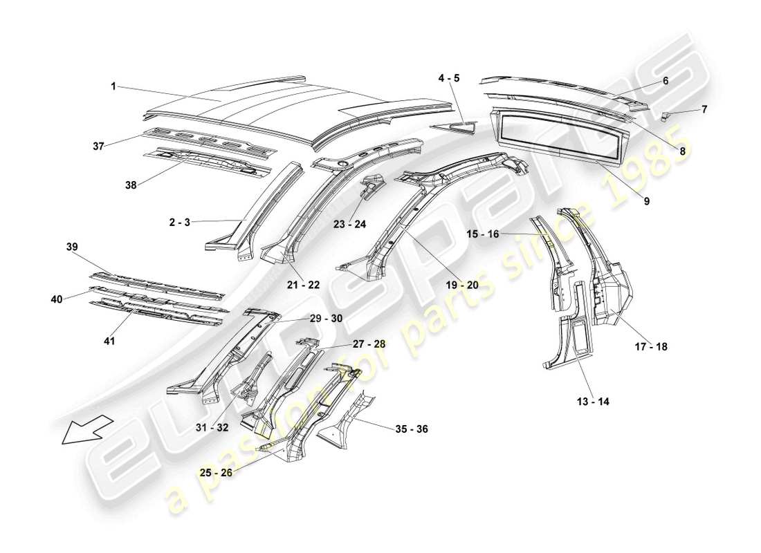 lamborghini lp640 coupe (2009) diagrama de piezas del techo