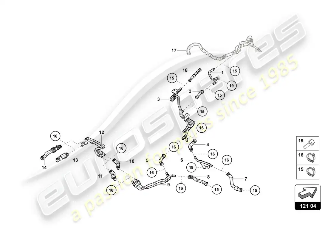 lamborghini lp580-2 coupe (2016) mangueras y tubos de refrigerante diagrama de piezas