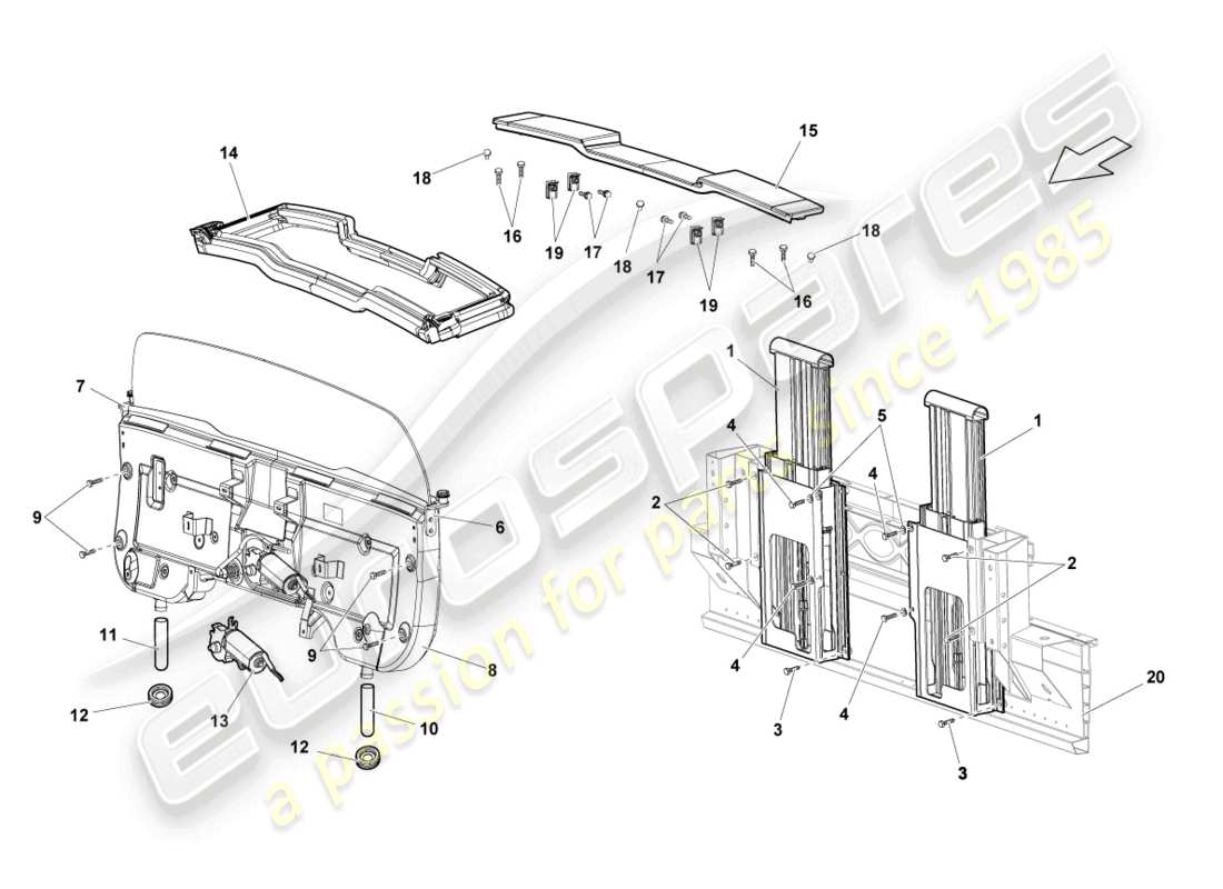 lamborghini lp570-4 spyder performante (2013) sistema de protección contra vuelcos diagrama de piezas