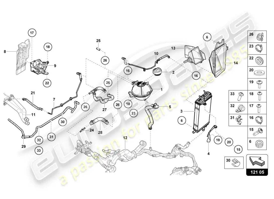 lamborghini lp580-2 coupe (2016) enfriador para refrigerante diagrama de piezas