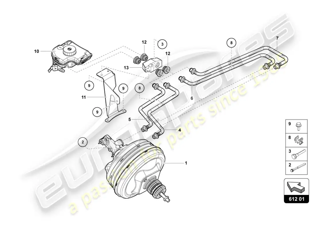 lamborghini centenario coupe (2017) diagrama de piezas del servo freno